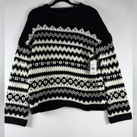 Velvet by Graham & Spencer Women's Maywood Chunky Fair Isle Sweater M - Picture 6 of 12